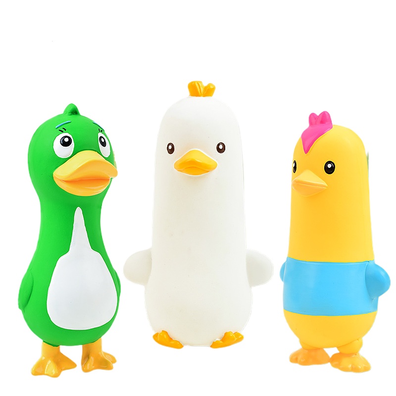 Interactive Squeaky Plush Dog Toy - 삑삑 소리가 나는 라텍스 재질의 닭,